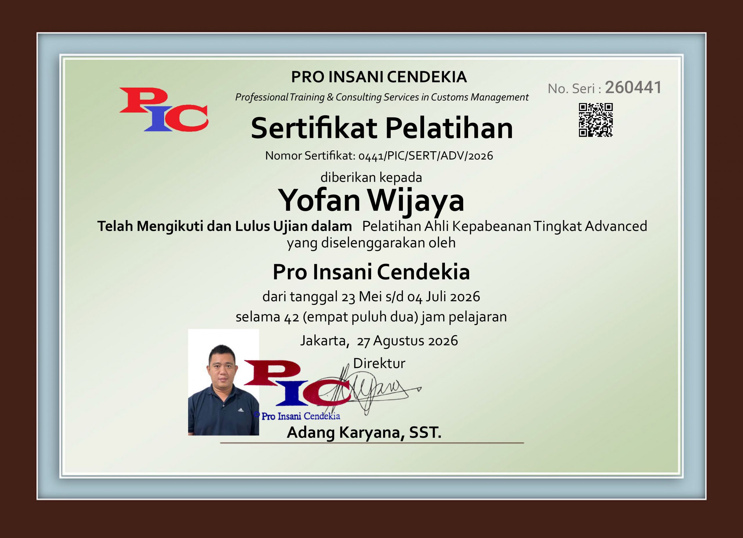 SERT ADVANCE 05 Yofan Wijaya